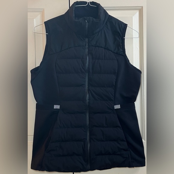 🍒LULULEMON sz 12 DOWN FOR IT ALL VEST Jacket BLACK 700-Fill ~ REFLECTIVE!